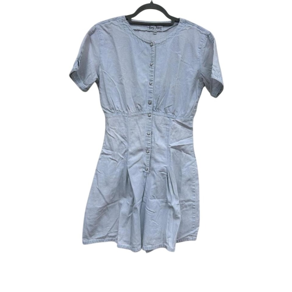 Vintage Paris Blues Light Denim Romper with Pearly Snap Buttons Size 3